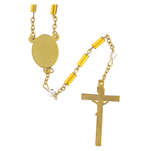 Heilige Päpste Rosenkranz mit zylindrischen Perlen aus goldfarbigem Glas (4 mm) - Kollektion Glaubenskronen 45/47 3