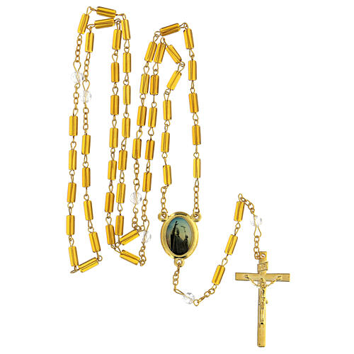 Heilige Päpste Rosenkranz mit zylindrischen Perlen aus goldfarbigem Glas (4 mm) - Kollektion Glaubenskronen 45/47 5