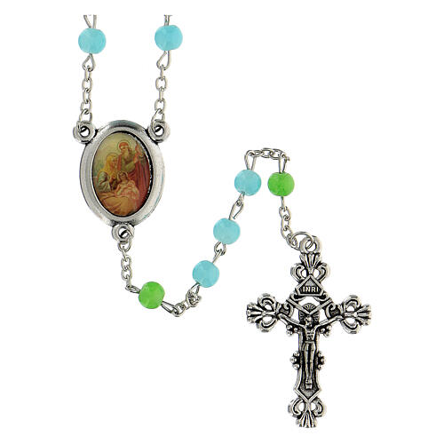 Maria-Kind Rosenkranz mit Perlen aus hellblauem Glas (6 mm) - Kollektion Glaubenskronen 46/47 1