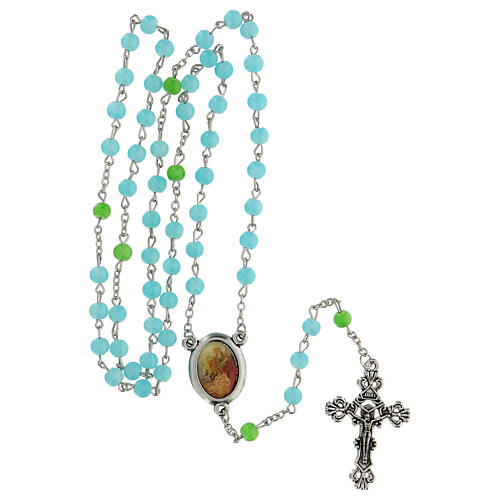 Maria-Kind Rosenkranz mit Perlen aus hellblauem Glas (6 mm) - Kollektion Glaubenskronen 46/47 5