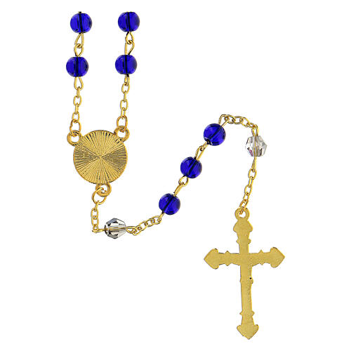 Evangelium Rosenkranz mit Perlen aus blauem Glas (6 mm) - Kollektion Glaubenskronen 47/47 3