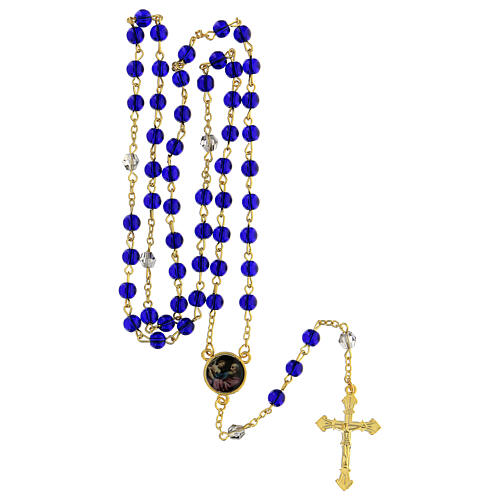 Evangelium Rosenkranz mit Perlen aus blauem Glas (6 mm) - Kollektion Glaubenskronen 47/47 5