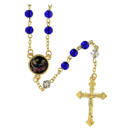 Rosary of the Gospel, blue beads, glass, 6 mm - Faith Collection 47/47 1