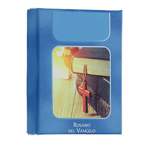 Rosario del Evangelio granos vidrio azul 6 mm - Colección Coronas Fe 47/47