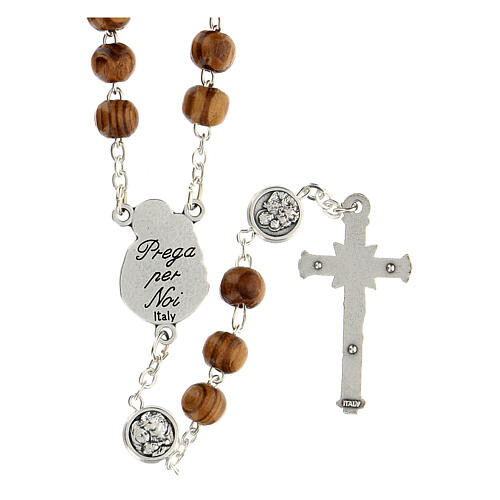 Rosary with wood beads and metallic medal of St. Joseph 19 cm 2