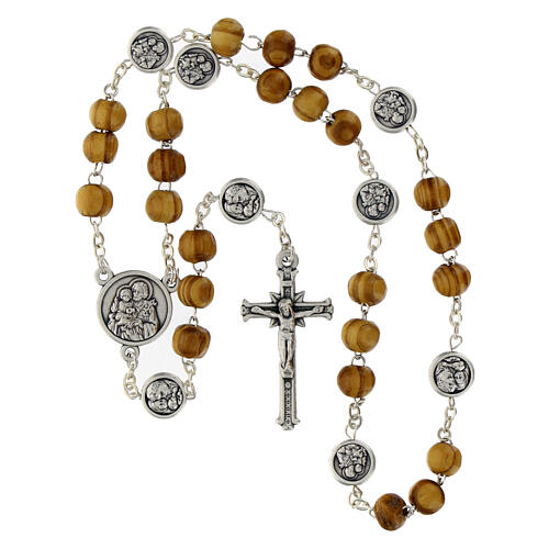 Rosary with wood beads and metallic medal of St. Joseph 19 cm 4