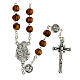 Rosary with wood beads and metallic medal of St. Joseph 19 cm s1