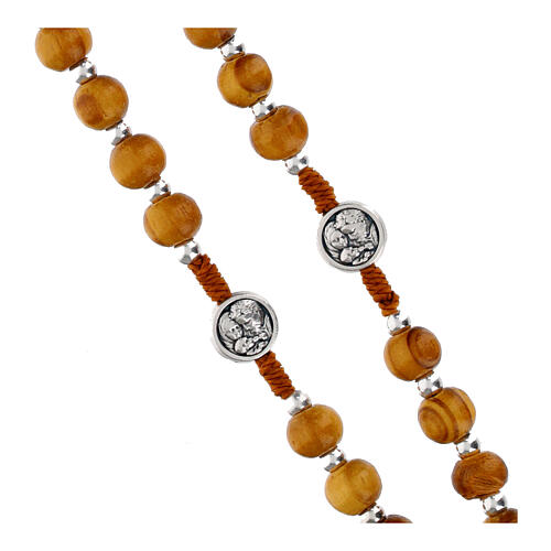 Tragbarer Rosenkranz, Holzperlen, Medaillen Heiliger Joseph, 62 cm 3
