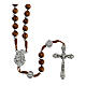 Rosary necklace with wood beads and metallic medal of St. Joseph 62 cm s1
