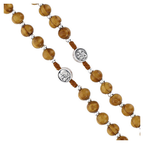 Chapelet collier grains bois médaille Saint Joseph 62 cm 3