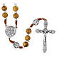 Wearable rosary with wooden beads, Saint Joseph medal 62 cm s1