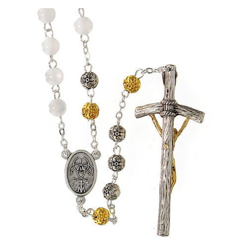 Holy Spirit devotional rosary with mother of pearl beads 2