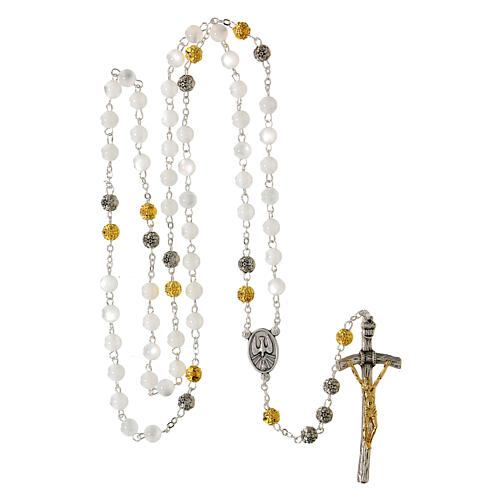 Holy Spirit devotional rosary with mother of pearl beads 4