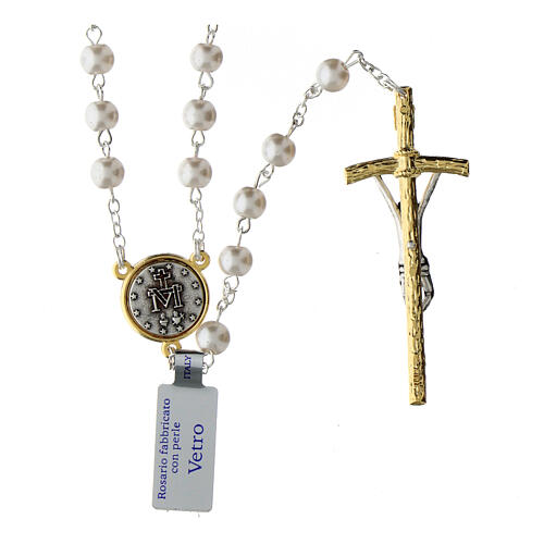 Miraculous Medal rosary with glass beads, 28 in 2