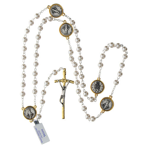 Miraculous Medal rosary with glass beads, 28 in 4