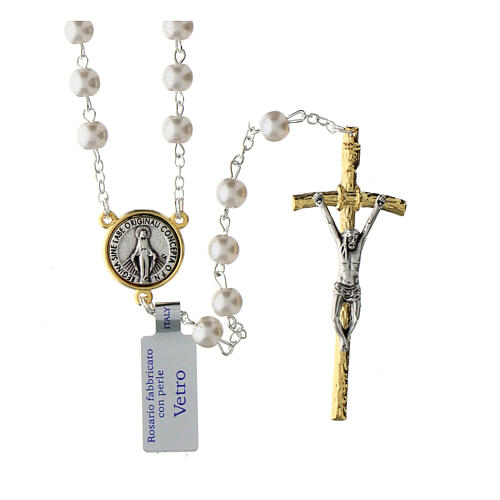 Rosario Virgen Milagrosa perlas vidrio 70 cm 1