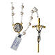 Rosario Virgen de Lourdes cruz dorada y perlas vidrio 70 cm s1