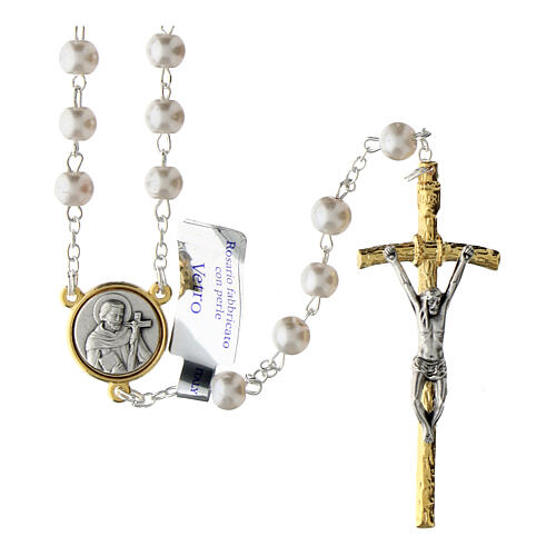 Rosary of St. Francis and St. Anthony, glass beads, 28 in 1