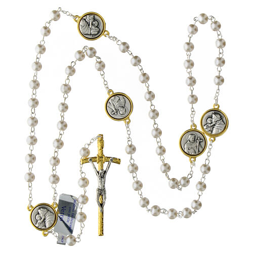 Rosary of St. Francis and St. Anthony, glass beads, 28 in 4