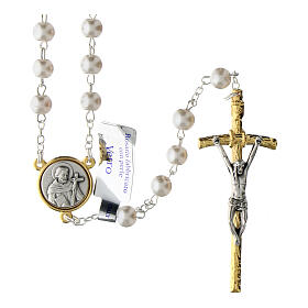 Rosario San Francesco e Sant'Antonio perle vetro 70 cm
