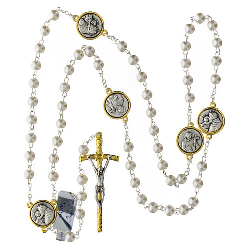 Różaniec Świętych Franciszka i Antoniego, szklane perły, 70cm 4