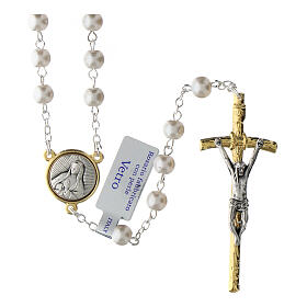 Rosary of Our Lady of Guadalupe, golden cross and glass beads, 28 in