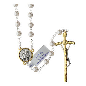 Rosary of Our Lady of Fatima, golden cross and glass beads, 28 in