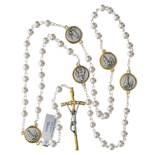 Rosary of Our Lady of Fatima, golden cross and glass beads, 28 in 4