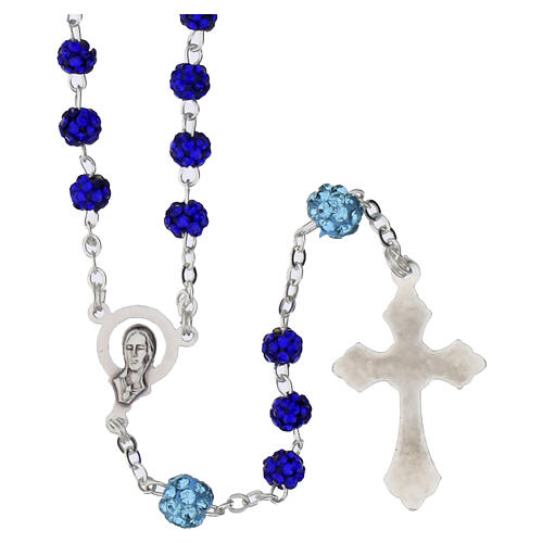 Rosario con grani blu sfaccettati 5mm e pater acqua con crocifisso 2