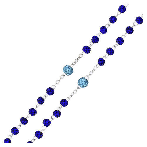 Rosario con grani blu sfaccettati 5mm e pater acqua con crocifisso 3