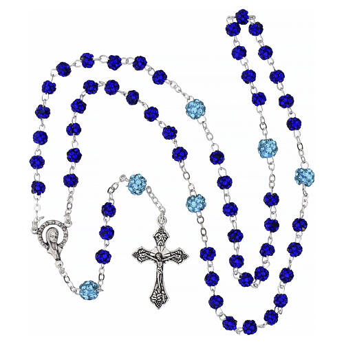 Rosario con grani blu sfaccettati 5mm e pater acqua con crocifisso 4