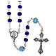 Rosario con grani blu sfaccettati 5mm e pater acqua con crocifisso s1