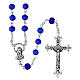 Rosario con grani blu sfaccettati 7mm e pater brillanti con croce argentata s1