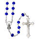 Rosario con grani blu sfaccettati 7mm e pater brillanti con croce argentata s2