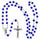 Rosario con grani blu sfaccettati 7mm e pater brillanti con croce argentata s4