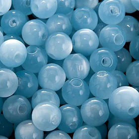 Koraliki różańca imitacja masy perłowej błękitne okrągłe