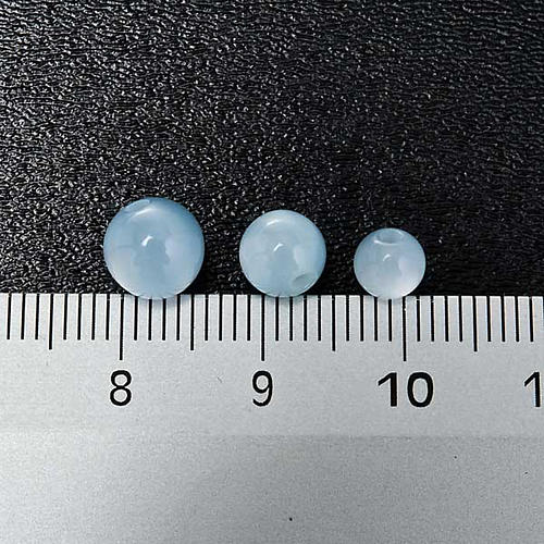 Rosary parts, round mother of pearl imitation light blue beads 3