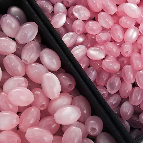 Rosary parts, oval mother of pearl imitation pink beads 1