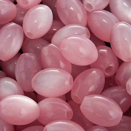 Rosary parts, oval mother of pearl imitation pink beads 2