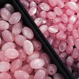 Rosary parts, oval mother of pearl imitation pink beads