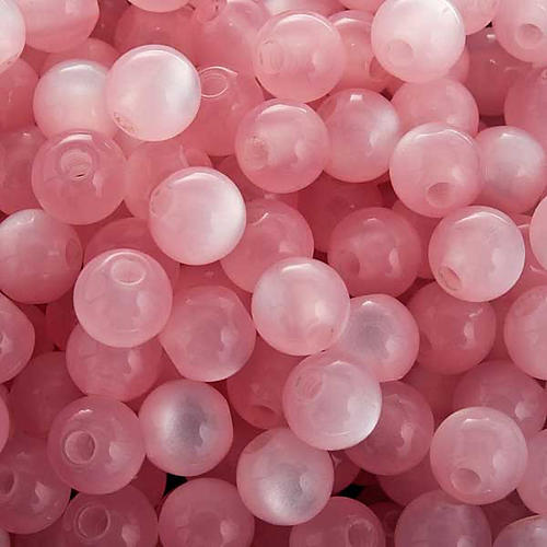 Rosary parts, round mother of pearl imitation pink beads 2