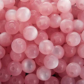 Rosary parts, round mother of pearl imitation pink beads