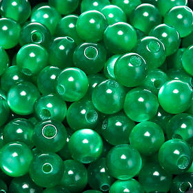 Rosary parts, round mother of pearl imitation green beads