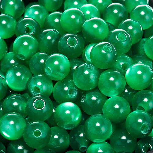 Rosary parts, round mother of pearl imitation green beads 1