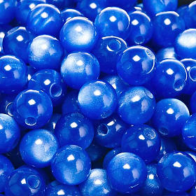 Rosenkranzperlen, Perlmutt-Imitat, blau, rund