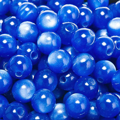 Rosenkranzperlen, Perlmutt-Imitat, blau, rund 1