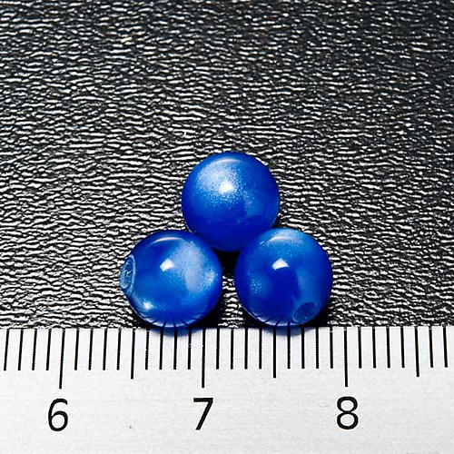 Rosary parts, round mother of pearl imitation blue beads 3