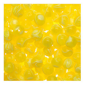 Rosary parts, round mother of pearl imitation yellow beads