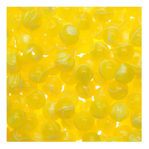Rosary parts, round mother of pearl imitation yellow beads 1