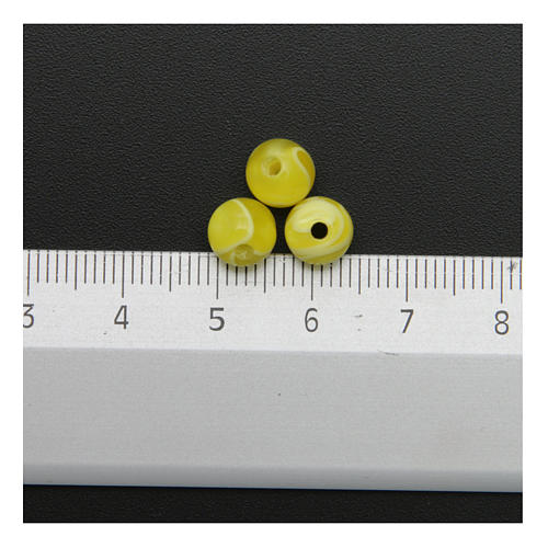 Rosary parts, round mother of pearl imitation yellow beads 3